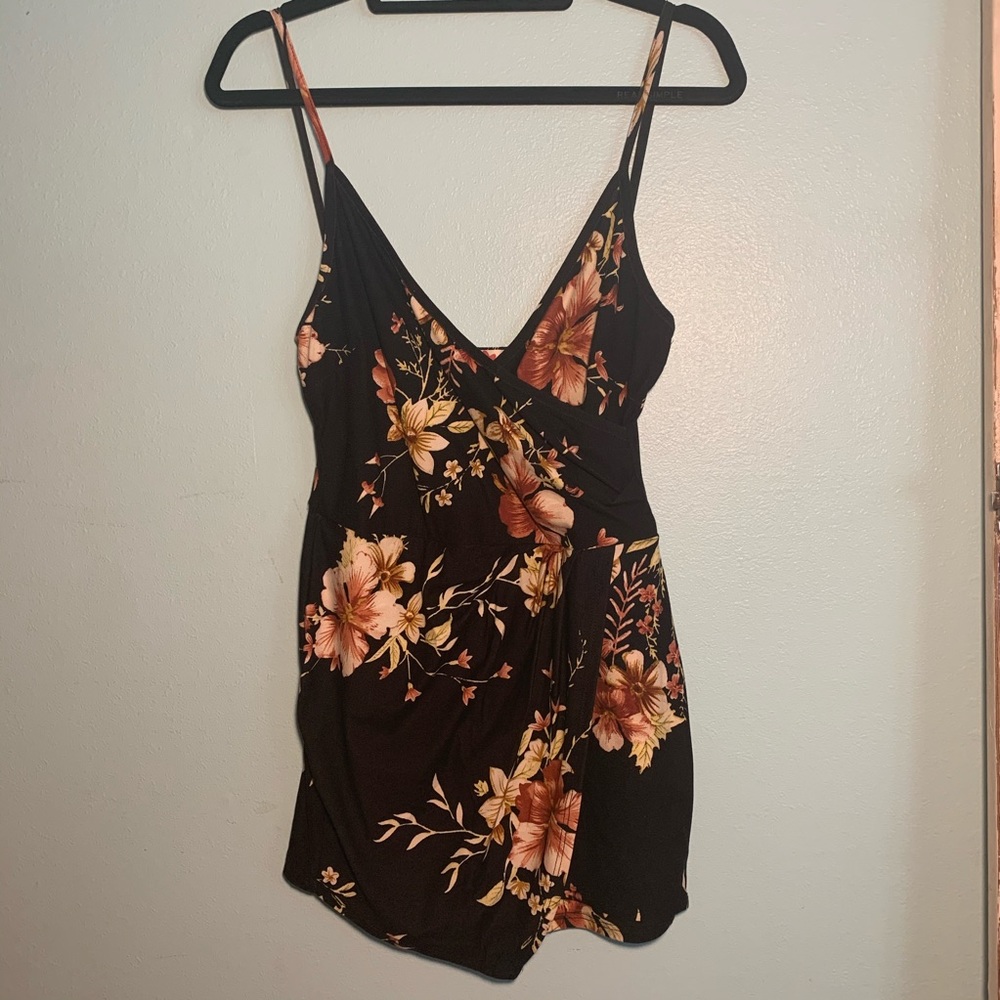 Black floral Romper